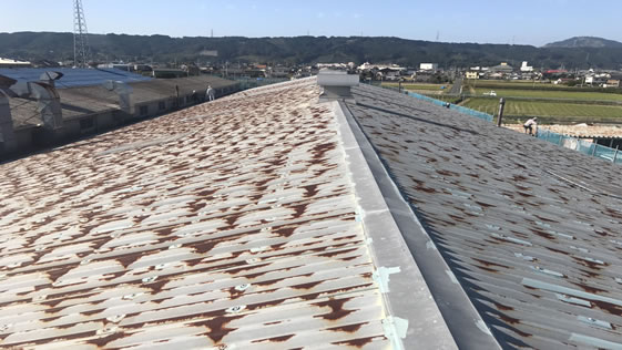 静岡県島田市工場 屋根の施工前画像