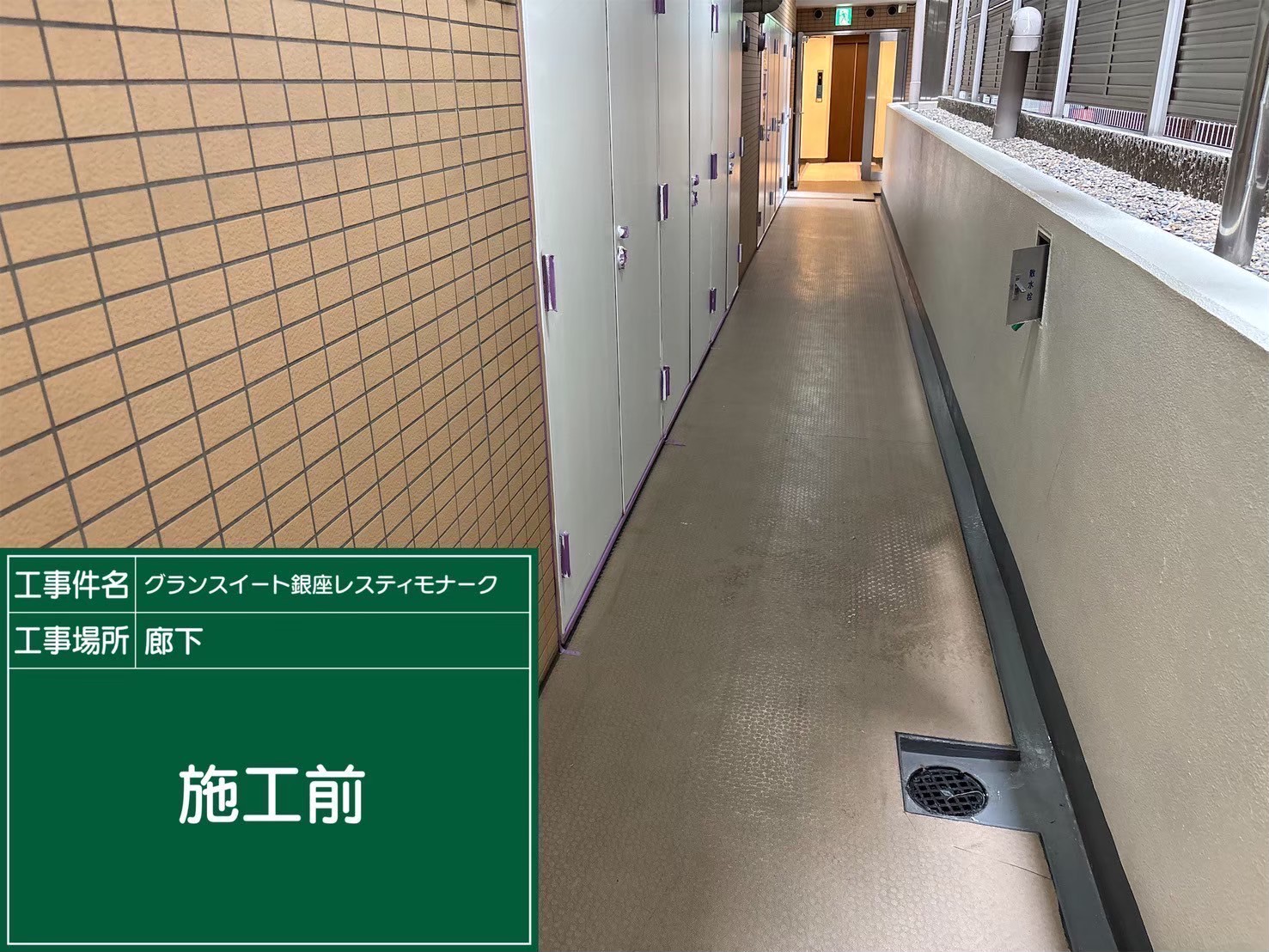 銀座 マンション改修工事 長尺シート貼りの施工前画像